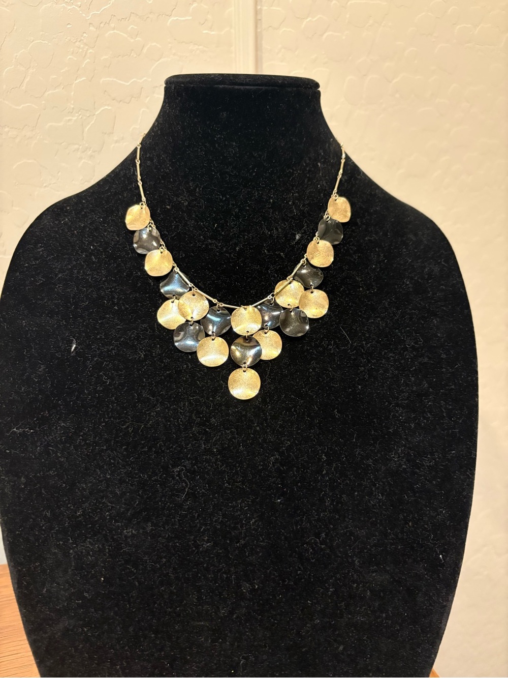 Gold and Black Disc Statement Necklace - Unbranded